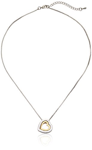 Mondaynoon Chain Necklace - Heart Shape Clear Crystal Pendant Necklace, 16