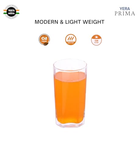 Image of Yera Prima Pyramid Zest Designer Tumbler Set of 4, 210 ml Each | Tumblers for Water, Cold Drinks, Juice | Dishwasher Safe | for Daily use & Gifting