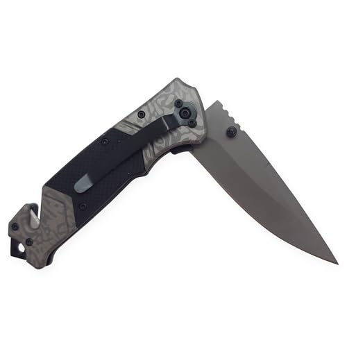 Canivete Tático Semi Automático Browning Grey Titanium Drop 3 Funções