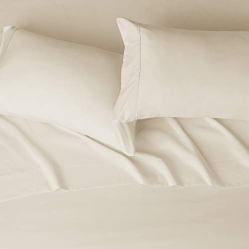 Amazon Basics Breathable, Ultra-Soft Microfiber 4-Piece Bed Sheet Set with 14-Inch Deep Pockets, Wrinkle Resistant, Machine Washable, King, Beige, Solid view 3