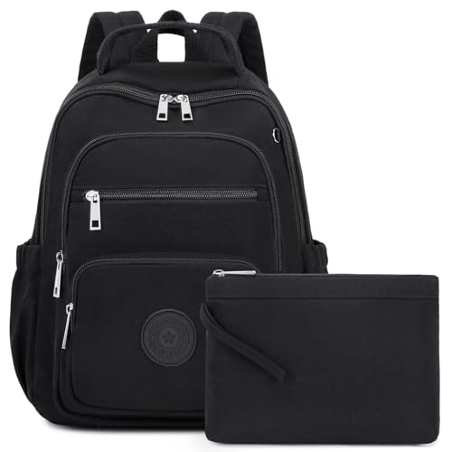 Image of Sisipoet Mini Backpack for Women, 2pcs Small Backpack for Ladies Bookbag Purse for Women with Handy Wallet and Luggage Strap, Black