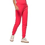  Jack Wolfskin W Essential Sweat Pants Rot - Komfortable weiche Damen Bio-Baumwoll Sweatpants, Größe XL - Farbe Tulip Red