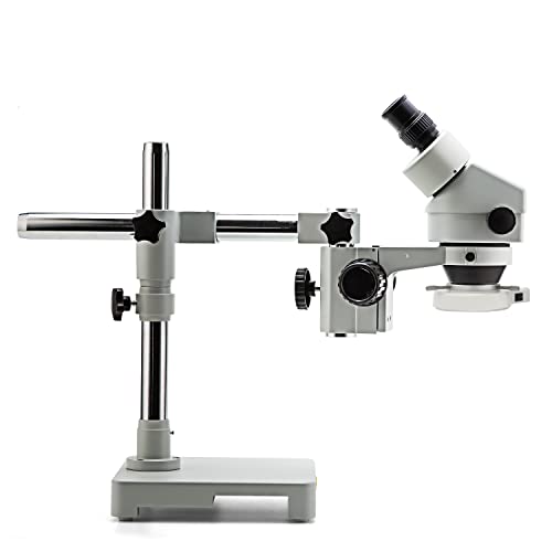 Swift S7 Professional Binocular Stereo Zoom Microscope,Wf10X Eyepieces,3.5X-90X Magnification 0.7X-4.5X Objective,56-Bulb Led Ring Light, Single-Arm Boom Stand,0.5X And 2X Barlow Lens #TOP6