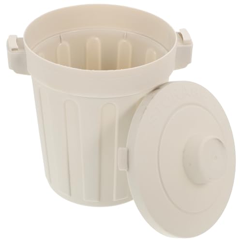 Caneca de basura para escritorio con tapa y soporte de plástico
