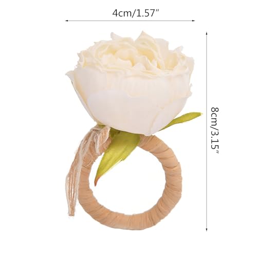 Decoración de mesa para boda con anillo de rosa artificial hecho a mano 2