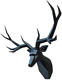 LJYT Luxurious Resin Stag Head Wall Mount Retro Animal Head Wall Decor Luxurious Resin Animal Head Wall Background Wall Decoration for Family, Office, Hotel (Color : Black, Size : 85 * 65 cm)