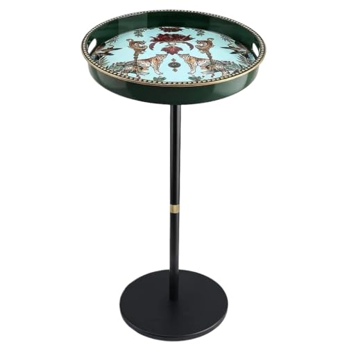 Gesodant Boho Single Leg Round Side Table with Tray Top,