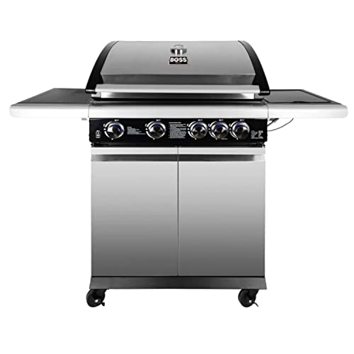 Boss Grill Alabama Elite 4 Burner Gas BBQ with Side Burner in Stainless Steel