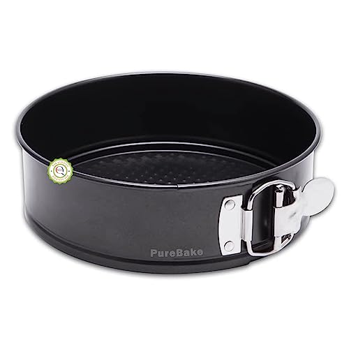 Image of PureBake Premium SGS Certified Cake Moulds | 8 inch Cake Tin- Teflon Coated Removable Base, Non-Stick Cake Tins /Pan /Trays for Microwave, Oven and Bakeware -Set (7 Inch Cake Tin)