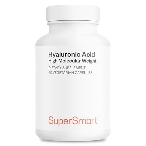 Supersmart Hyaluronic Acid Supplement 300mg per Day (Sodium Hyaluronate) - High Molecular Weight 1.2 Million Daltons | Non-GMO & Gluten Free - 60 Vegetarian Capsules