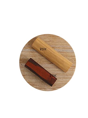 RDK® Natural Malayagiri Sandalwood (Chandan) Pata Board with Red and White Sandalwood Stick Chandan Stick for Puja, Tilak, Face (1 Board with 2 Sticks) Size 5-inches