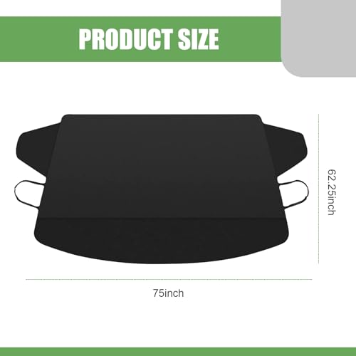 Image of 1 PC Car Front Windshield Snow Cover, 75 inch x 62.25 inch x 42.25 inch 600D Oxford Cloth Windshield Side Mirror Anti-Frost Freeze Cover, Outdoor Protective Device, Suitable for Most Cars (Black)