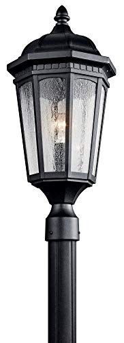 Kichler Courtyard 23.75" Exterior Post Light In Textured Black, 1-Light Outdoor Porch Or Patio Light With Clear Seeded Glass, (23.75" H X 10.25"), 9532Bkt #TOP2