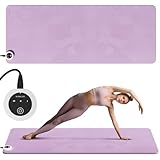 PAIDU Heating mat, Adjustable Temperature Heated Floor mat, Extra Large Anti Slip Electric Heating Yoga mat,Foot Warmer,Winter 120V Heated Rug Suitable for Yoga, Pilates,Exercise (Purple+Gray)