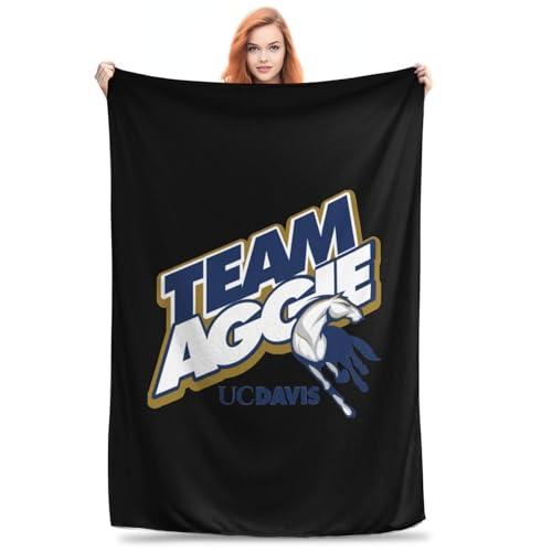 Uc Davis Aggies University Logo Flannel Blanket Throw Soft Fuzzy Plush Cozy Fleece Blankets-40 X30
