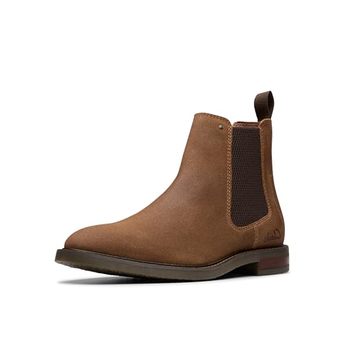 Clarks Men's Jaxen Easy Chelsea Boot, Cola Suede, 10 UK