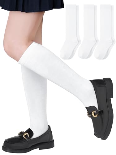 3 Pairs Girls Knee High Socks School Uniform Socks Kids Seamless Long Sock Toddler Knee Sock for Girls Boys