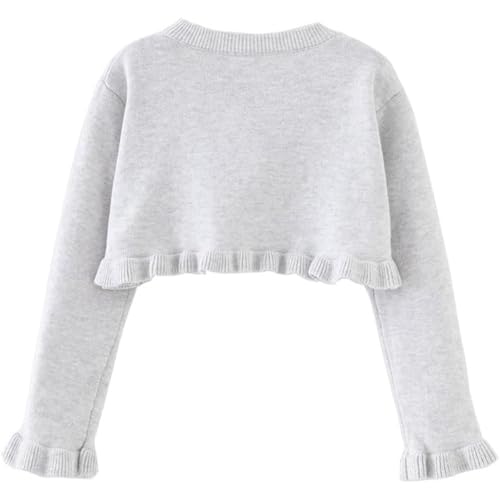 Girls' Short Knitted Cardigan, Comfortable Ruffle Edge, Versatile Coat for Spring, Autumn and Winter2