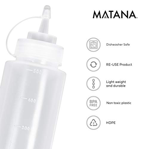 Miniatura 5 de Matana 4 Biberones De Cocina Grandes De Plástico, 500ml - Condimentos, Salsas, Ketchup, Mayonesa Y Más - Libre De Bpa Y Aptas Para Lavavajillas