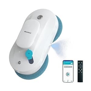Mamibot W110-P Fensterputzroboter, automatischer intelligenter Navigations-Staubsauger Anti-Drop, mit APP und Fernbedienung, für Glas, Fliesen, 12 Stück Tücher (Weiss)