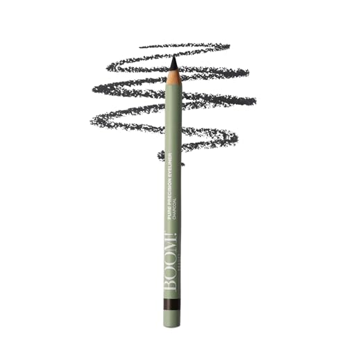 BOOM! Beauty Pure Precision Eyeliner: All-Natural, Skin-Loving, All-Day Wear. Waterproof, Smudge-proof, Smooth Glide Pencil. Richly Pigmented Vegan Eye Makeup For Ageing Skin (Charcoal)