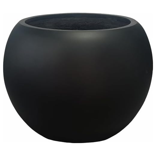 13.5 H x 17" Dia (12" Pot Opening) Round Fiberstone Planter with Drainage Hole, Black, Indoor/Outdoor Large Plant Pot for Home Patio Garden, Ideal for Large Plants