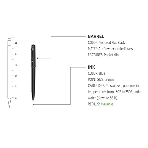 Rite In The Rain Weatherproof Black Metal Clicker Pen - Black Ink (No. 97) #TOP7
