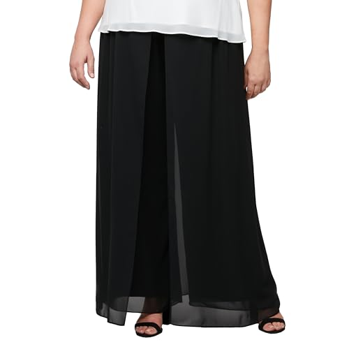 Image of Alex Evenings Women's Double Layer Chiffon Wide Leg Pant