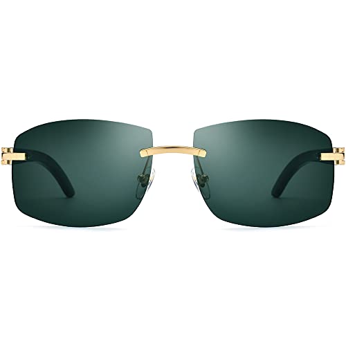 Image of HEPIDEM 100% Really Buffalo Horn Natural Mussel Shell Rimless Sunglasses 706