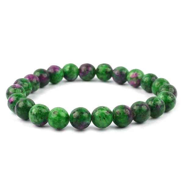 Atindriya Healing OrganicsNatural Ruby Zoisite Bracelet 8MM Stretchable Unisex Lab Certified Healing Crystal Jewelry for Passion Motivation and Harmony