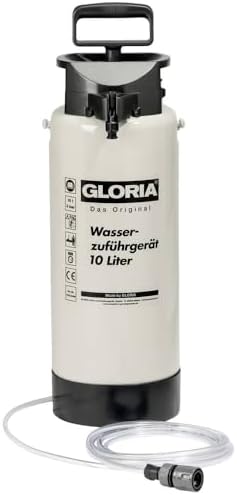 GLORIA Wasserzuführgerät Typ 10 | 10 L Kunststoff-Wasserdruckbehälter mobil | 3 bar Wasserbehälter für Kernbohrgeräte & Trennschleifer auf der Baustelle | 4 m Schlauch & Wasserstop