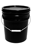 5 Gallon Bucket & Lid - 90 Mil All Purpose Pail - Made in The USA - Food Grade - Contains No BPA Plastic - Recyclable (1, Black)