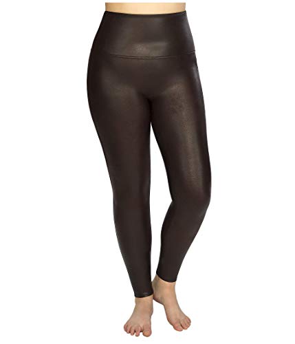SPANX Faux Leather Leggings Wine LG 