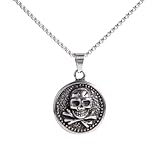 Medalla de calavera de pirata punk collar colgante de acero inoxidable hombres hip hop rock tendencia gótica joyería para fiestas