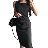 [SHARE ITEMS] ワンピース レディース 春 夏 秋 ノースリーブ 結婚式 ゆったり スカート お呼ばれ 着痩せ おしゃれ きれいめ Aライン (L, ブラック)