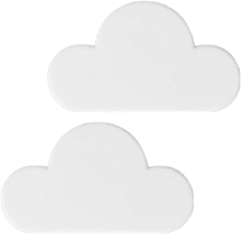 Magnetic Key Holder Rack Cloud Shape, 2pcs White Adhesive Wall Storage Hooks, Non-Drilling Sticky Key Organizer for Home Entryway and Office