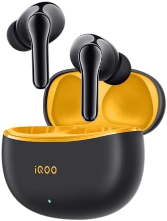iQOO TWS 1e Earbuds, Intelligent ANC 30dB, Upto 42H Playback time, Fast Charging (10 mins = 3 Hours), Dual Pairing, DeepX 3.0 Stereo, True Wireless (Flame Yellow)