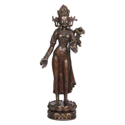Gangesindia Resin Tara Devi Standing Idol Showpiece Beautiful Detailed Statue Lotus of Wisdom Statue Decor Home Pooja & Office Best Gift