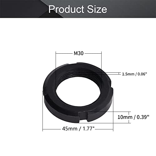 Mromax M30X10Mm Retaining Slotted Round Nuts,Carbon Steel 4-Slot Spanner Nut For Roller Bearing Pump Valve Black 2Pcs #TOP1