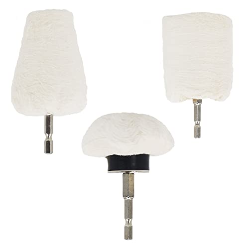 Scottchen Aluminum Polishing Wheel For Drill Chrome Rim Manifold Polishing Kit 3" X 1/4" Hex Shank Cone/Mushroom/Column - 3Pcs #TOP9