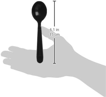 Amazon Basics Heavy-Weight Plastic Soup Spoons, Black, 250-Pack