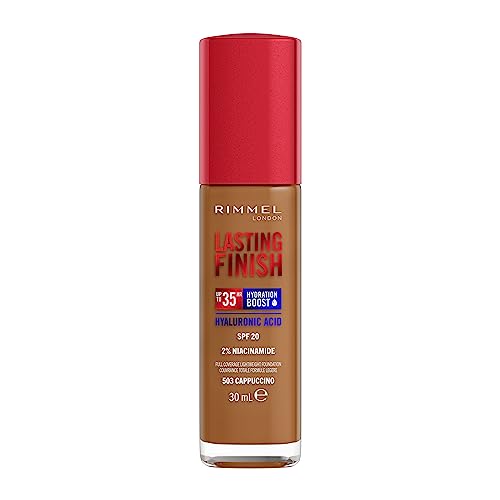 Rimmel Lasting Finish 35Hr Foundation 503 Cappuccino, Full Coverage, Hydrating, SPF20, Hyaluronic Acid, Vitamin E