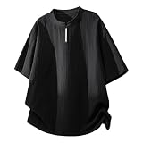 [Nishikiori] 夏服 メンズ tシャツ メンズ 半袖 大きいサイズ 冷感 アイスシルク 涼しい 無地 通気性 快適 速乾性 おしゃれ カジュアル ゆったり 柔らかい 軽い ファッション 服 メンズ black-XL
