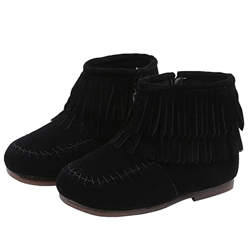 Baby Kids Fashion Girls Winter Ankle Boots Solid Leather Water Proof Zip Up Boots Flat Fringe Tassel Snow Boots2