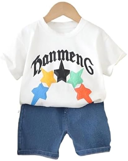 Googo Gaaga T-shirt and Short Set for Baby Boys &amp; Baby Girls, Pure Cotton Printed Half Sleeves Clothing Set for Kids (White)