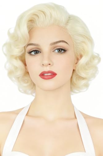 LeMarnia Womens Wigs Short Curly Blonde Wigs for Women 1920s Vintage Wigs Halloween Costume Theme Party Wig