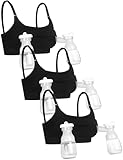 GXXGE 3Pack Hands Free Pumping Bra, Adjustable Pumping & Nursing Bra with EasyClip for All Breast Pumps Cotton Sleep Bra 3 Black X-Large