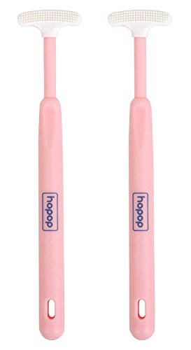 Image of Hopop Tongue Cleaner for Baby | Tender Baby Oral Cleaner Toothbrush with Silicone Scraper | Suitable from 6+ Months | 100% Safe Kids Tongue Cleaner | Pack of 2 | Pink