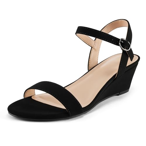 mysoft Women's Wedge Sandals 2 Inch Low Heel Open Toe Ankle Strap Summer Wedding Party Dress Shoes