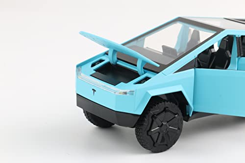 1:32 Scale Cybertruck Model Toy Pull Back Pick-Up Truck With Sound And Light, Alloy Diecast Cyber-Truck Toys For Kids Gift Or Tesla Vehicles Model Collection Enthusiasts (1/32 Blue) #TOP2